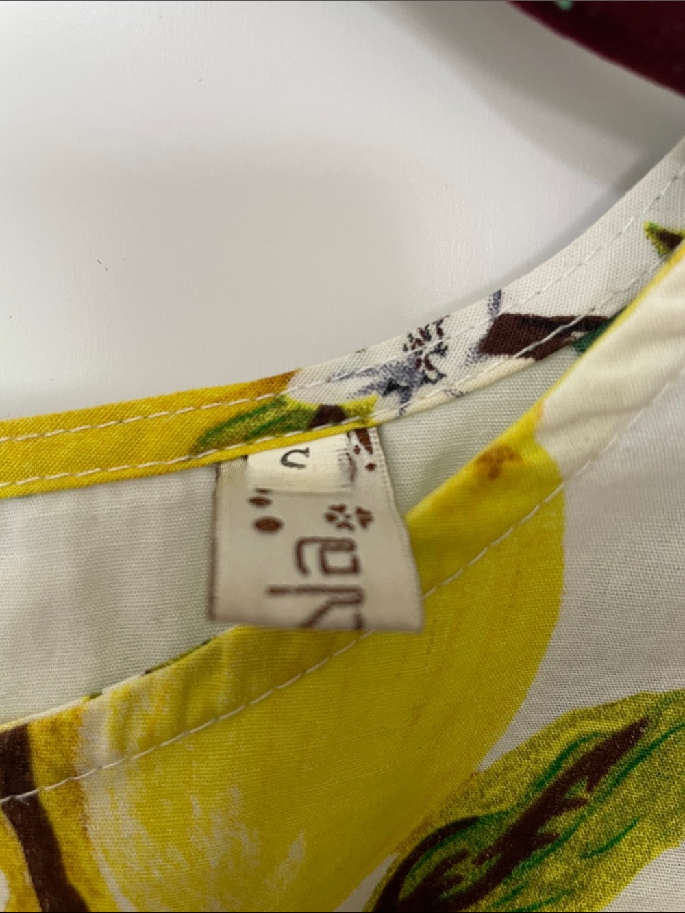 Linen-Blend Lemon Print Peplum Top - Yellow - Picture 2 of 6
